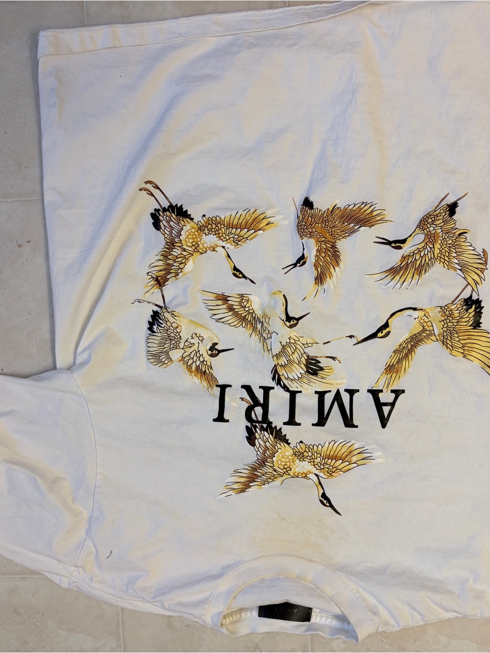 AMIRI Cream Logo Tag Crewneck Tee